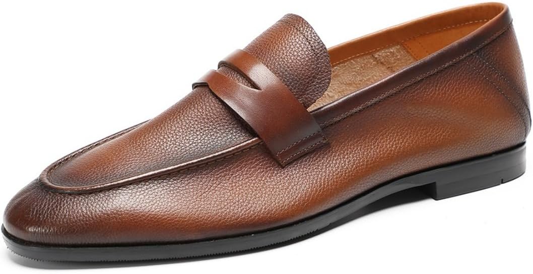 Men's Penny Loafer - Lightweight Genuine Leather Casual Slip-On Shoes