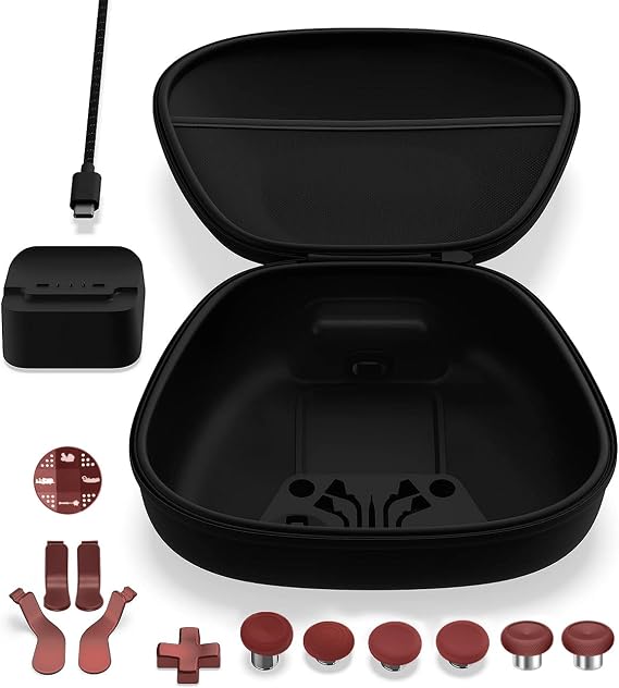 Complete Component Pack Gears of War Edition Replacement Parts Accessories Kit with Storage Case, Charging Dock, Cable, 6 Thumbsticks, 4 Paddles, 2 D-Pads for Xbox One Elite Series 2 Controller