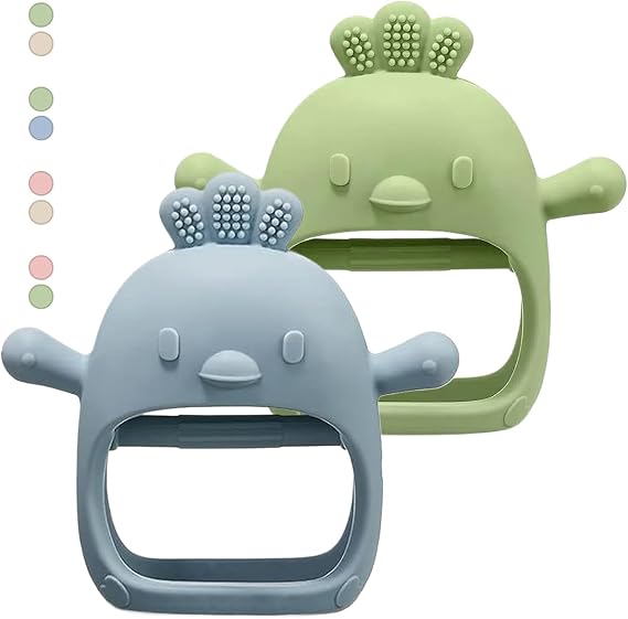 2 Pack Baby Teething Toys, Silicone Mitten Teether Chew Gloves for Babies