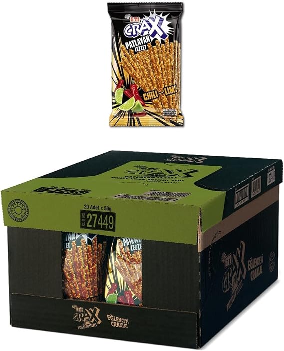 Eti Crax Patlayan Lezzet Chili Lime Çubuk Kraker 50 g x 20 Adet (6 paketi)