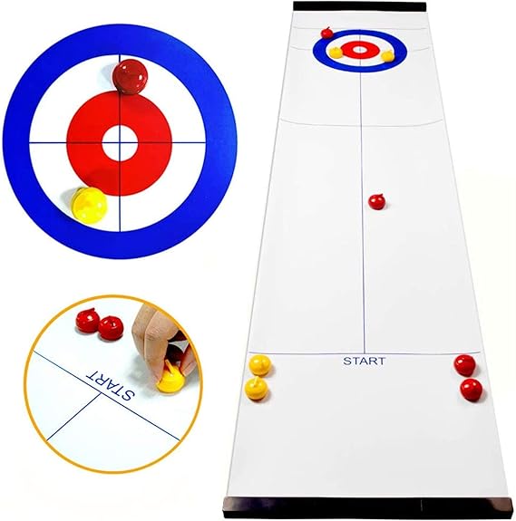 Tabletop Curling Games, for Adults & Kids, Fun for Home Travel, Quick & Easy to Set Up Compact Travel Game Curling Game for the Floor
