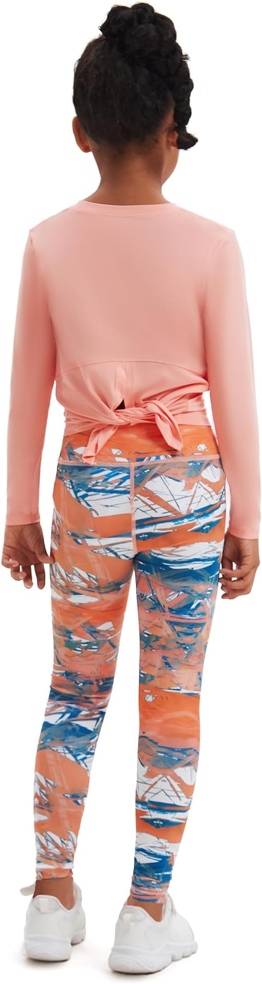 YUDESEN Kids Girls Sweatsuits Set - Long Sleeve Performance T-Shirt and Printed Leggings Tracksuit Outfits, 5-6 Years, Orange