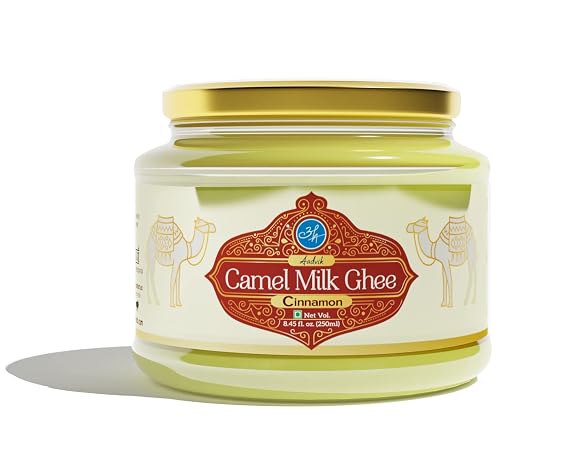 Aadvik A2 Camel Milk Ghee with Cinnamon | Pasture Grazed Clarified Butter | No Preservatives | 100% Pure & Natural | 8.45 Fl Oz