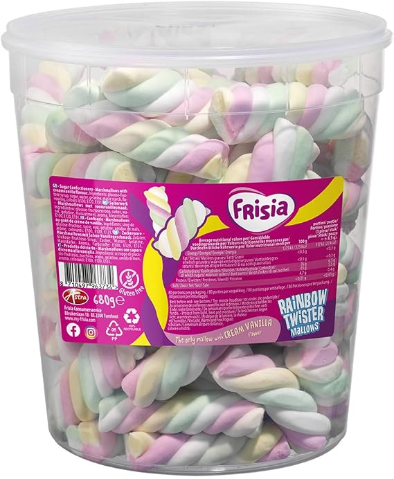 Frisia Marshmallow Rainbow Twister 680g Creamy Vanilla Flavour Tub Full