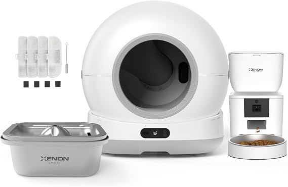Xenon Smart Akıllı Otomatik Kedi Tuvaleti (Kameralı) Hareket Algılamalı Köpek Mama Kabı (Kameralı) Çelik Su Pınarı ve Filtre (4 Adet) Evcil Hayvan 4'lü Pet Ürünleri Başlangıç Seti