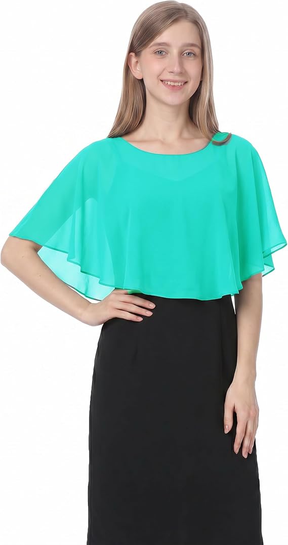 Baoqiya Capelets for Women Shawls and Wraps Chiffon Cape For Evening Dress | Bridal Cover Ups,Lightweight & Breathable Capelet,Perfect accessory for evening dresses