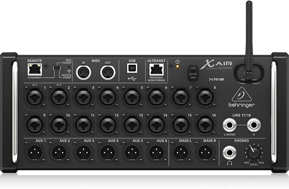 Behringer X AIR XR18 18-Channel, 12-Bus Digital Mixer for iPad/Android Tablets with 16 Programmable Midas Preamps, Integrated Wifi Module and Multi-Channel USB Audio Interface