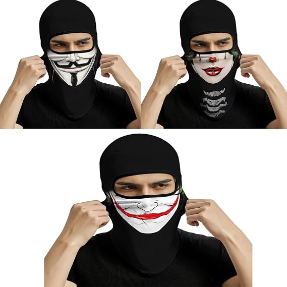 Red Plume 3PCS Balaclava Full Face Mask Ski Mask UV Protection Cover Motorcycle Full Face Mask for Men Women Outdoor Sports