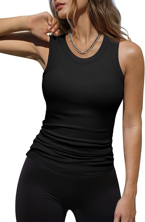 Dokotoo Tank Tops for Women Ribbed Thick Strap Racerback Slim Fitted Shirts