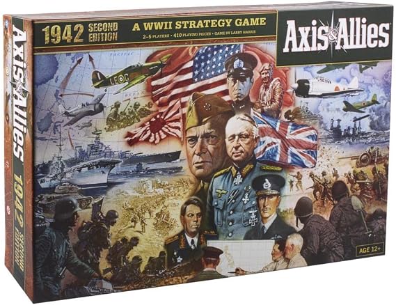 Avalon Hill Axis & Allies 1942 Second Edition WWII Strategy Board Game, with Extra Large Gameboard, Ages 12 and Up, 2-5 Players
