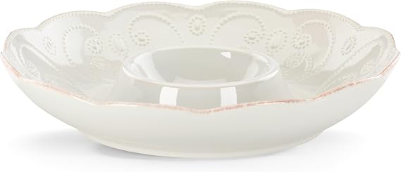 Lenox French Perle White Chip and Dip Tray