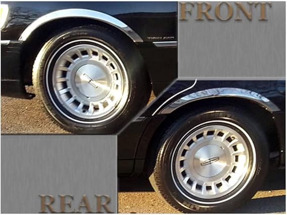 QAA is Compatible with 1998-2002 Lincoln Town Car 4 Piece Molded Stainless Steel Wheel Well Fender Trim Molding, 2.25" Width WZ38680