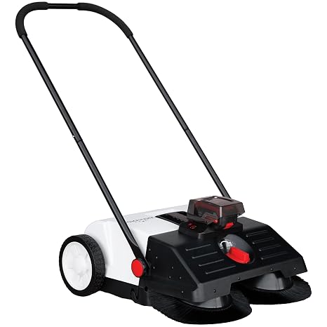 22" Battery Powered Push Sweeper with Double Brush System 18V Lithium-Ion