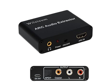 HDMI Arc Audio Extractor, ARC to RCA+Optical+3.5mm+Coaxial Converter/Adapter, Suitable for Connecting TV'S HDMI ARC to Sound Systems,Not Supporting CEC