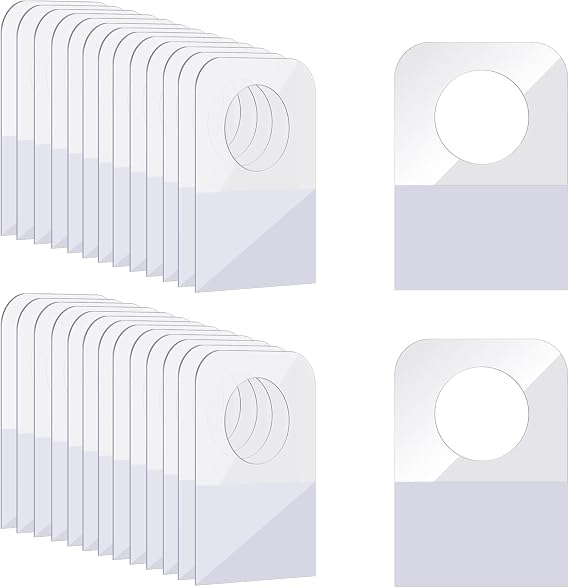 500 Pcs Hang Tags 1.30.9 Inch Hang Tabs Round Hole Hanging Tabs Retail Self Adhesive Hang Tags Clear Plastic Hanging Stickers Compatible for Yoto Cards Handicrafts Jewelry Display (1-1/4 x 7/8 Inch)