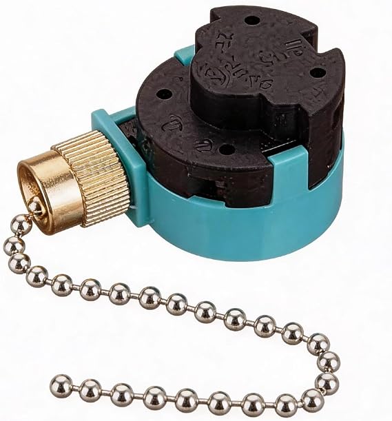 1 Pcs ZE-268S6 Ceiling Fan Light Pull Chain Switch, 3 Speed 4 Wire Pull Chain Switch Compatible with Ceiling Fans, Lamps and Wall Lights - Gold
