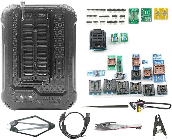 zmart XGecu T48 TL866-3G V12.25 Programmer Support 31000+ IC for EPROM/MCU/SPI/Nor/NAND Flash/EMMC/IC TESTER/ TL866II Replace TL866II Plus Universal Minipro Programmer + 28 Adapter + Test Clip os Fast Programming MA