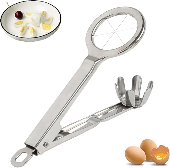 Best Utensils Stainless Steel Egg Slicer Wedger Cutter, Divides Hard Boiled Eggs Into 6 Equal Segments In One Action