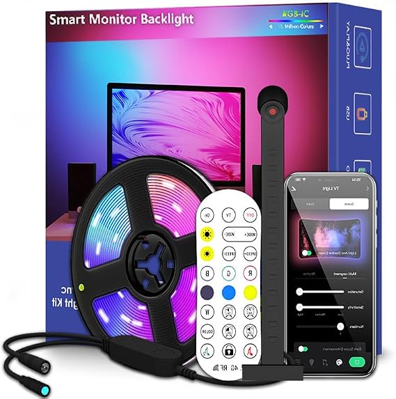 LED TV Backlight 11.5ft - TV Lights That Change with Screen for 55-65'' RGB LED Strip Lights Cuttable with Smart App Control Game & Music Sync Color Changing Light for Holiday Decor