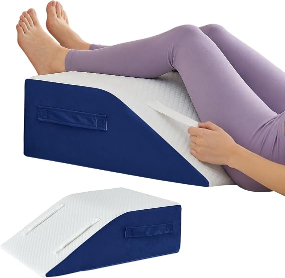 Yojoker Leg Elevation Pillow Blood Circulation, Memory Foam Wedge Pillow for Legs Swelling, Leg Elevation Pillows for After Surgery,Knee Wedge Pillow for Sleeping Back Hip Ankles Relief Navy