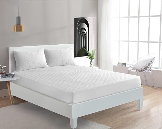 Non-Allergenic Extra Deep Quilted Mattress Protector Topper Fitted Mattress Cover Sheet 30cm Deep (Pillow Protector Pair)