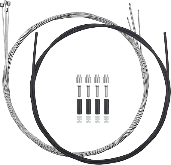 Bike Shift Cable Kit, 4 Pcs Derailleur Cable Shift Cable and A 2M Bike Cable Shift Housing, Bicycle Shifter Wire for Mountain and MTB Road Bike with Free 2 O-Rings, 4 End Ferrules and 4 End Caps