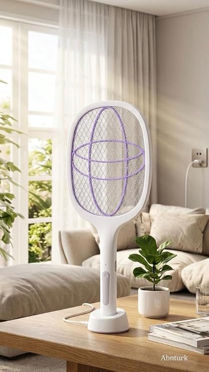 Ultraviyole Işıklı Masaüstü Standlı Sinek Öldürücü Raket