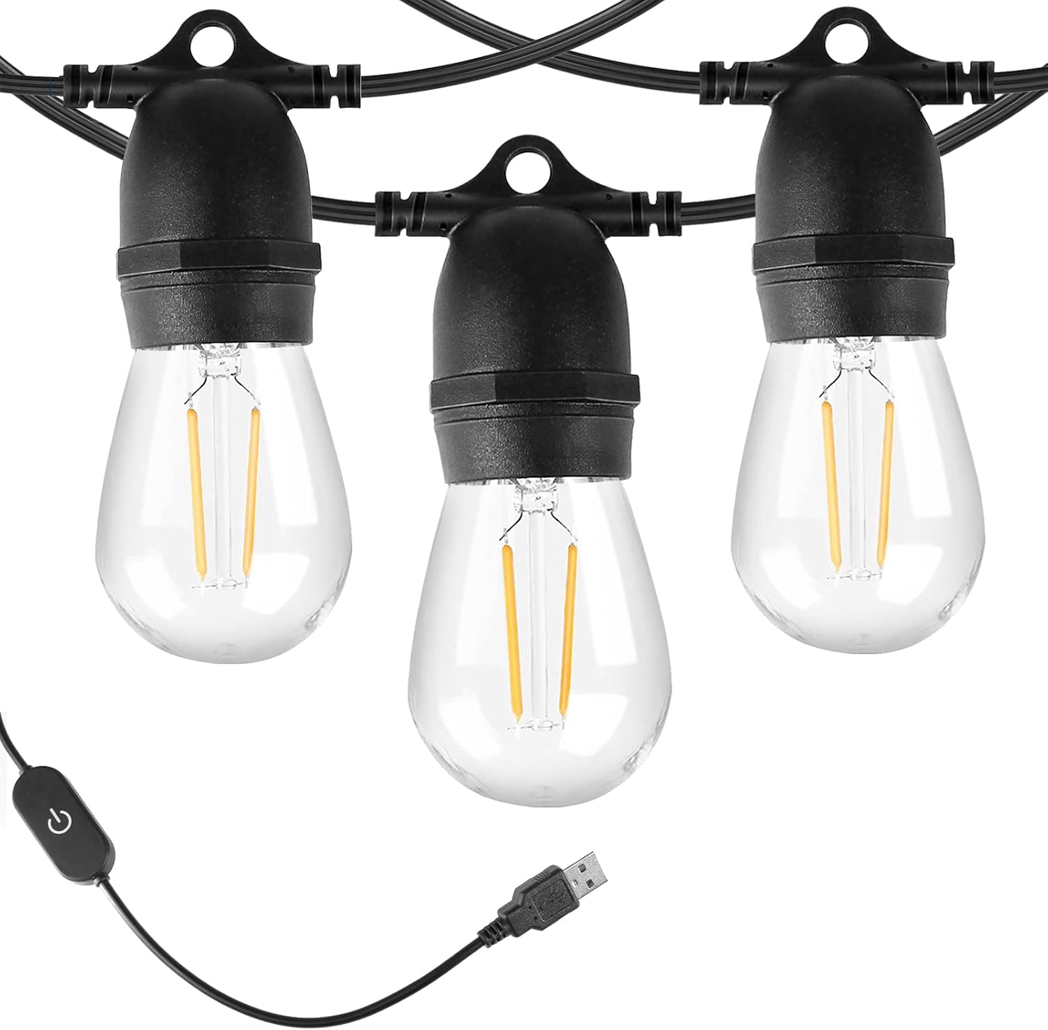 BRIMAX 10FT Outdoor String Lights with 10 Bulbs,ST38 1W Plastic LED Edison Bulbs, Shatterproof, Waterproof String Lights, Perfect for Bistro, Pergola, Backyard and Garden