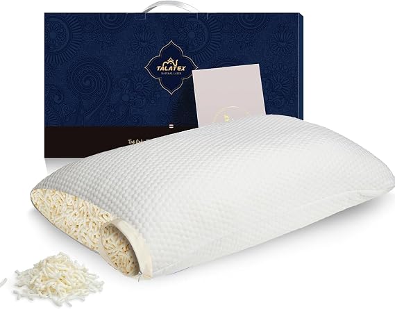 Talatex Adjustable Cervical Pillow - Orthopaedic Neck Support with Natural Shredded Latex, Perfect for Side and Back Sleepers to Neck Pain Relief & Spinal Alignment, with Washable Cover