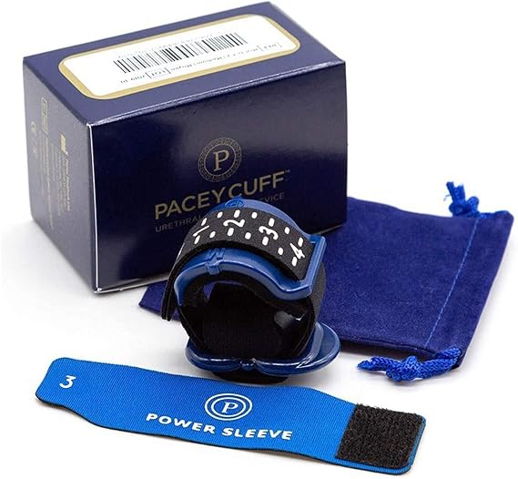Pacey Cuff Ultra-Urethral Control Device with Turbo Pad, Velcro Strap Provides Comfortable Custom Fit-Male Incontinence Device for Day & Night Urine Control (Large)