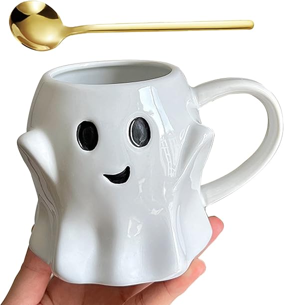 Ghost Mug, Ceramic Ghost Coffee Mug, Halloween Ghostface Mug, 14 Fl Oz