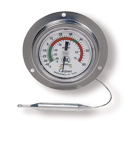 Cooper-Atkins 6812-01-3 Vapor Tension Panel Thermometer with Back Flange, NSF Certified,40/60F Temperature Range