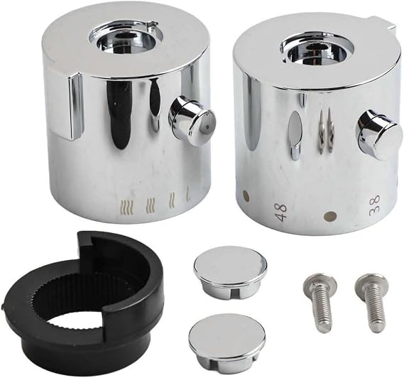 Nebulith Temperature Control Knob Set for Shower Mixer,A pair, one fits 7.5mm mini quick open structure, the other fits 9mm thermostatic cartridge,Shower Valve Control Handle,Chrome for Bathtub Shower