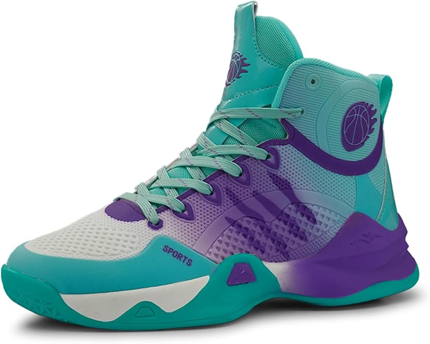 Men's Mesh Breathable Thick-Soled Non-Slip Lace-Up Basketball Shoes High-Top Lightweight Shock-Absorbing Sports Shoes Suitable for Playing Basketball, Running, and Playing Tennis