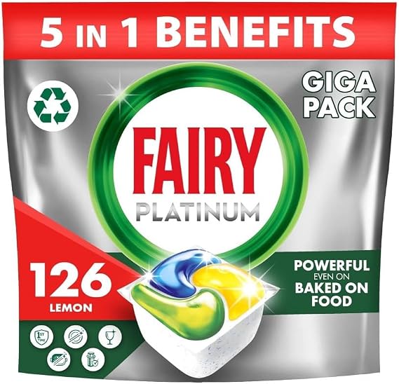 Fairy Platinum All-In-1 Lemon Dishwasher Tablets, 126 Tablets