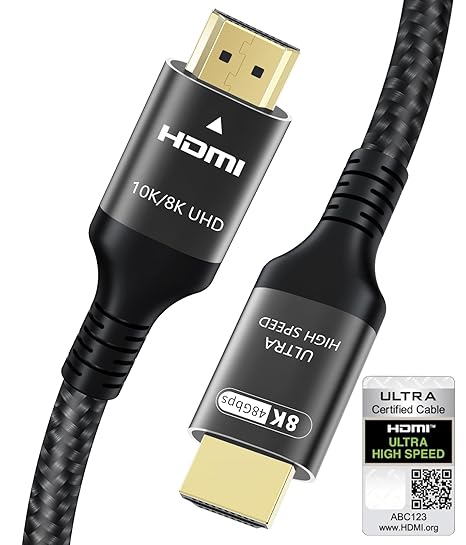 Certified 10K 8K 4K HDMI 2.1 Cable 2M, 48Gbps Ultra High Speed HDMI® Lead