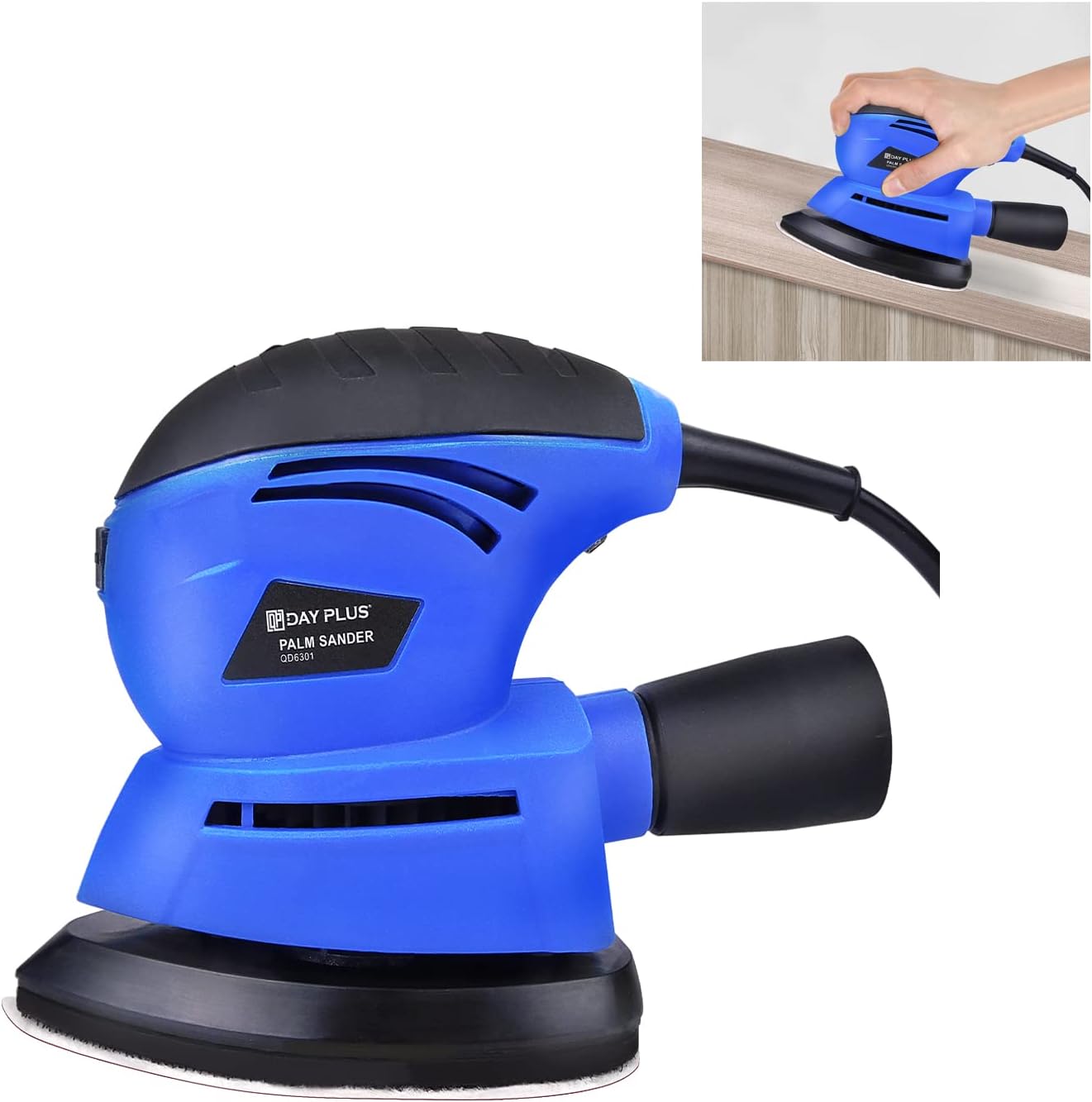 Sander 21V, 190W, Applicable Paper Size: 125 mm, 8 Holes， Orbital Diameter 2.8 mm， Sands Per Minute: 14000/19000/22000 SPM, Finishing Sander Power Tool for Home Decoration, DIY