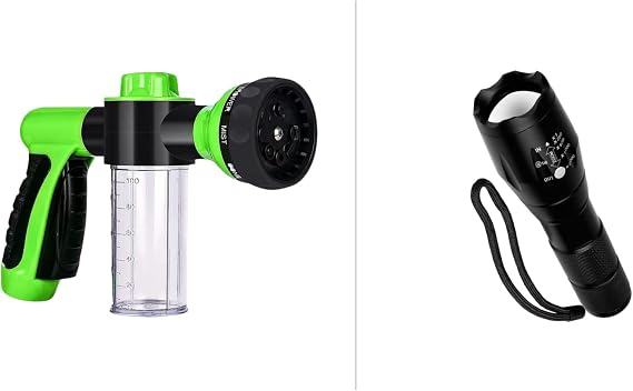 The Original Pup Jet Dog Washing Hose Attachment with Soap Dispenser 8-in-1 Fur Sweep Dog Bathing Supplies Kit, FREEZE2TRIM Vital Tac Flashlight, Elite Tac USA Tactical Flashlight, Battery Powered L