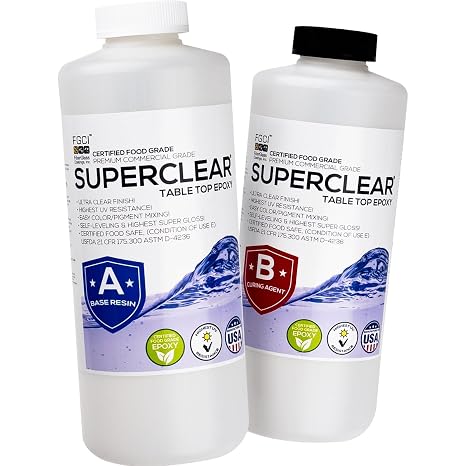 Superclear Table Top Epoxy Resin 64 oz Kit, Crystal Clear 1:1 Coating
