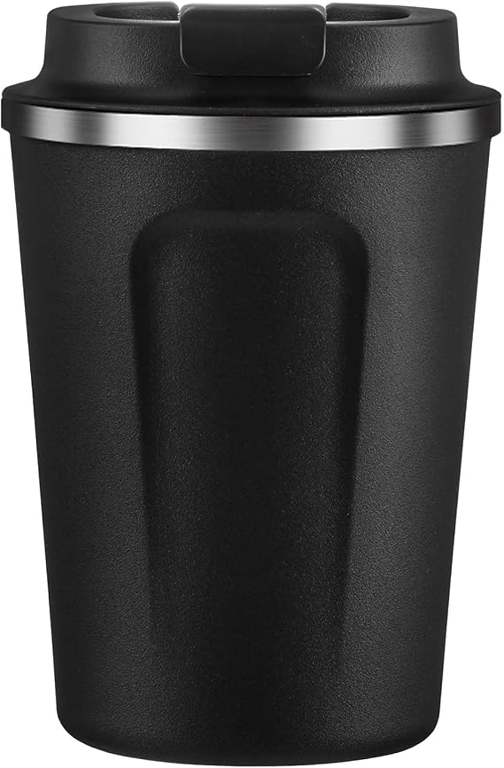 asobu Coffee Compact Vacuum Insulated Travel Mug With Spill Proof Lid 13 ounce (Black)