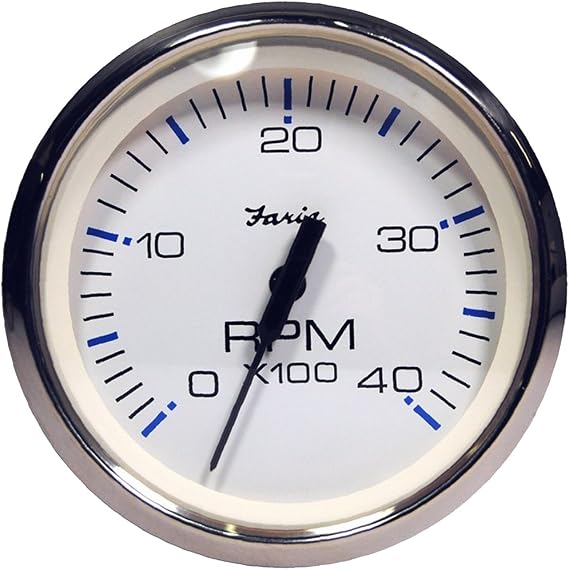 Faria Beede Instruments Faria Chesapeake White SS 434; Tachometer - 4,000 RPM (Diesel - Magnetic Pick-Up)
