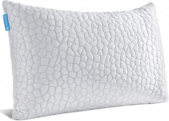 Hapiclody Shredded Memory Foam Pillow, Adjustable Bed Pillow for Sleeping, Cooling Pillow with Breathable Bamboo Cover for Side, Back & Stomach Sleepers, Machine Washable