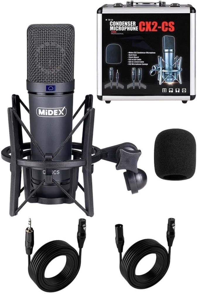 Midex CX2 High quality Condenser Studio Sound Recording Microphone Set Large Aperture