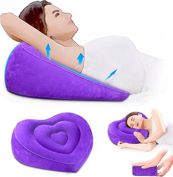 Inflatable Pillow for Camping Head Raised, Inflatable Wedge Pillow for Traveling Acid Reflux Sleeping, Blow Up Travel Pillow for Back Lumbar Support, Portable Backpacking Pillow for Hiking