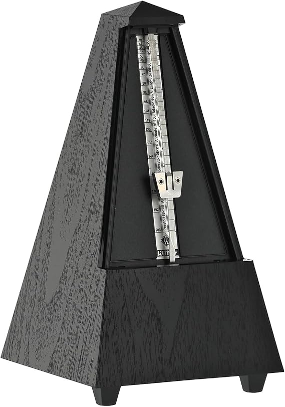 Wittner Metronome Taktell Pyramid Shape System Maelzel Series 845 - Plastic casing - Without bell - Black - Mechanicaly wound - No batteries required - Made in Germany