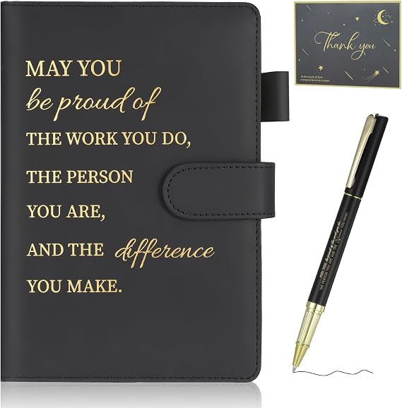 Thank You Gifts Employee Appreciation Inspirational Notebook Gift Black