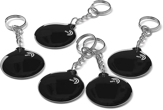 BABIQT 5pcs NFC Keyfobs NTAG213 Tags Black NFC Keychain Rewritable NFC Tag