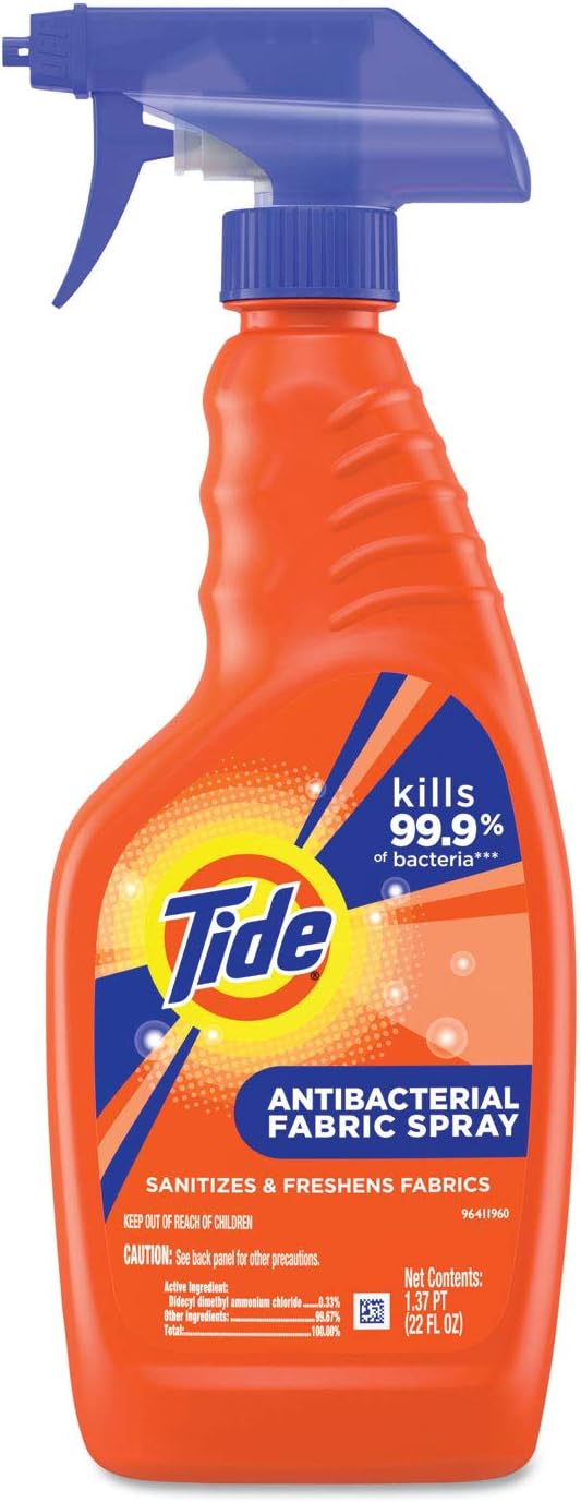 Tide Antibacterial Fabric Spray, Light Scent, 22 Oz Spray Bottle, 6/carton
