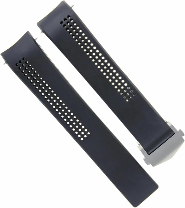Ewatchparts 20mm Black Rubber Watch Band Compatible With Tag Heuer Carrera Watch CV2014 CV2015 Calibre