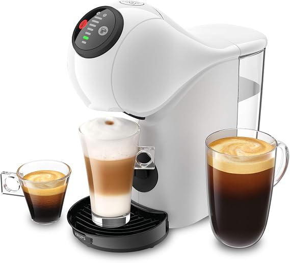 NESCAFÉ Dolce Gusto Krups Genio S Basic Compact Capsule Coffee Machine 15 Bar Pressure 0.8 Litre Capacity Eco Mode Automatic Descaling Warning White ‎KP2431